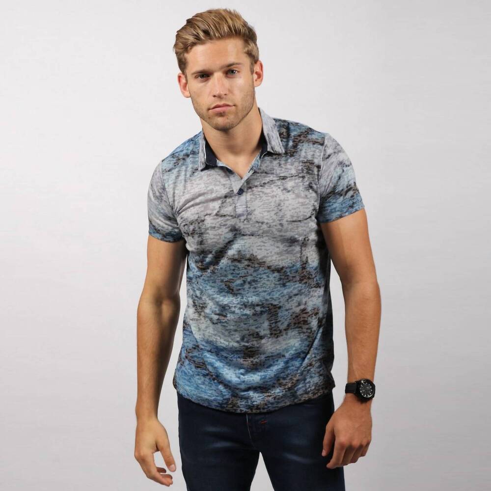 NEW EIGHT X slim fit polo shirt in blue grey